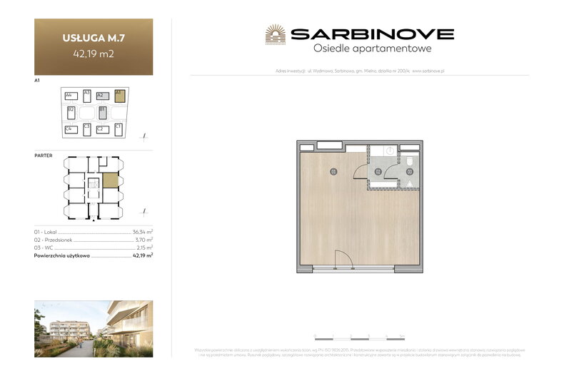 Apartament wakacyjny 42,19 m², parter, oferta nr A1.m.7