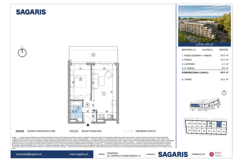 Apartament wakacyjny 42,00 m², parter, oferta nr A2