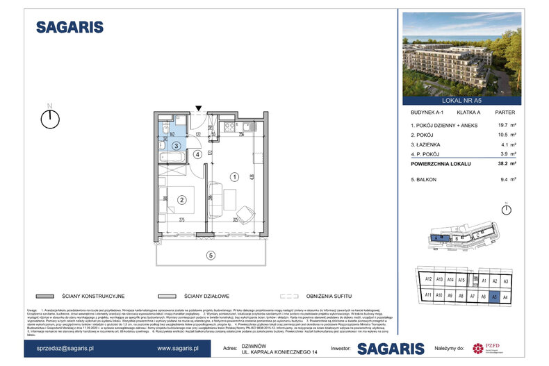 Apartament wakacyjny 38,20 m², parter, oferta nr A5