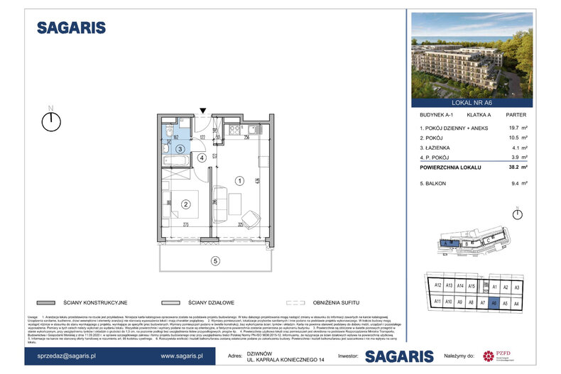 Apartament wakacyjny 38,20 m², parter, oferta nr A6