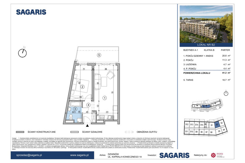 Apartament wakacyjny 41,20 m², parter, oferta nr B2