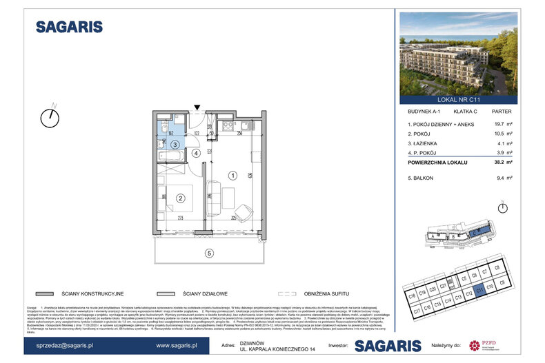 Apartament wakacyjny 38,20 m², parter, oferta nr C11