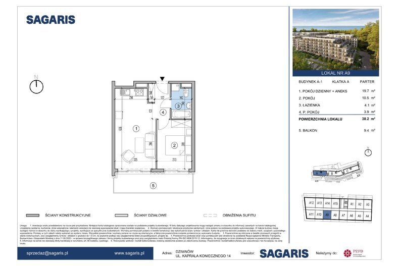 Apartament wakacyjny 38,20 m², parter, oferta nr A9