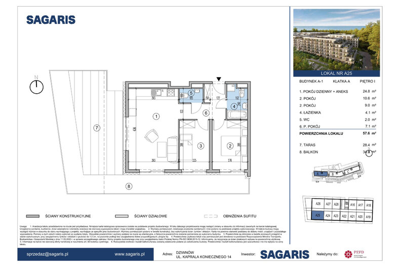 Apartament wakacyjny 57,60 m², piętro 1, oferta nr A25