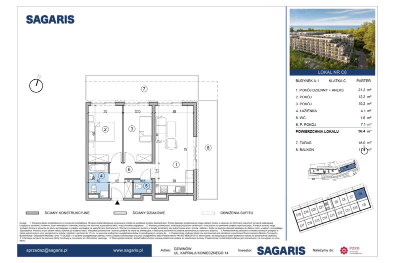 Apartament wakacyjny 56,40 m², parter, oferta nr C8