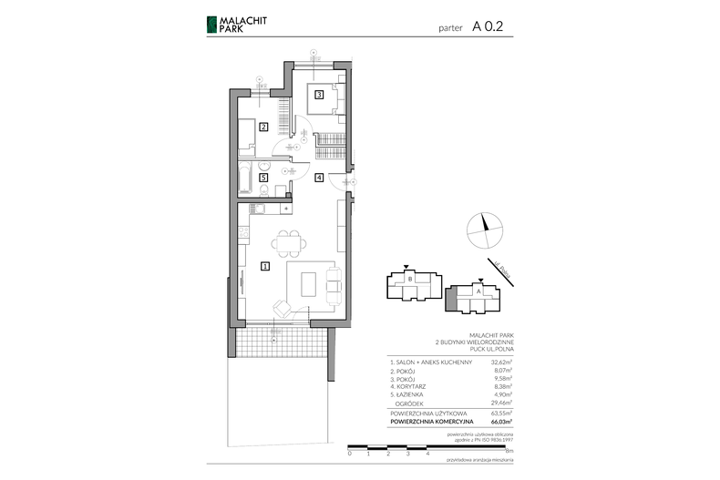 Apartament wakacyjny 63,03 m², parter, oferta nr A02