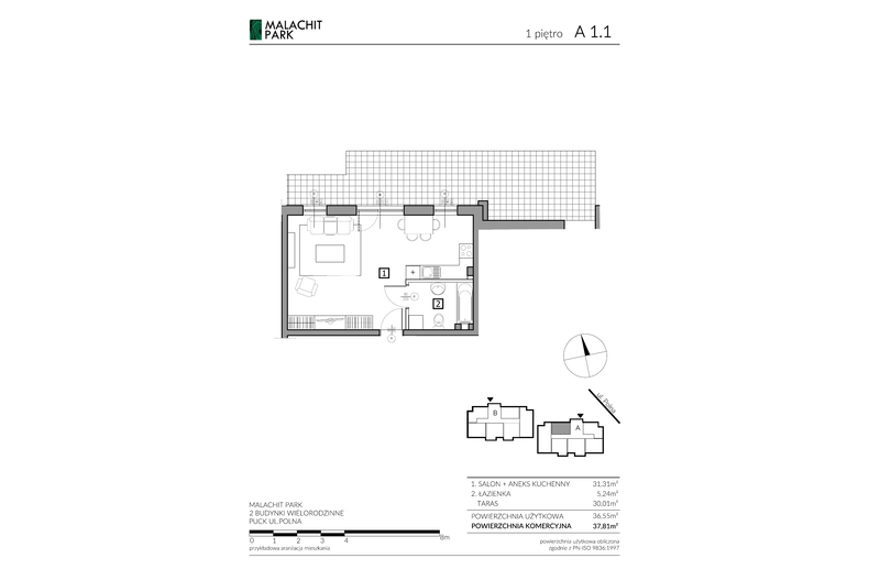 Apartament wakacyjny 37,81 m², piętro 1, oferta nr A11