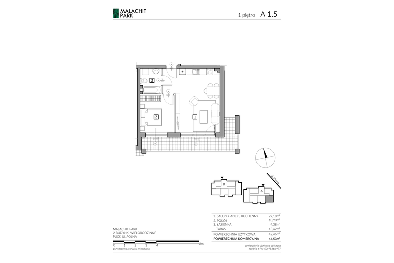 Apartament wakacyjny 44,53 m², piętro 1, oferta nr A15