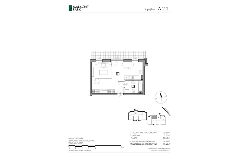 Apartament wakacyjny 37,69 m², piętro 2, oferta nr A21