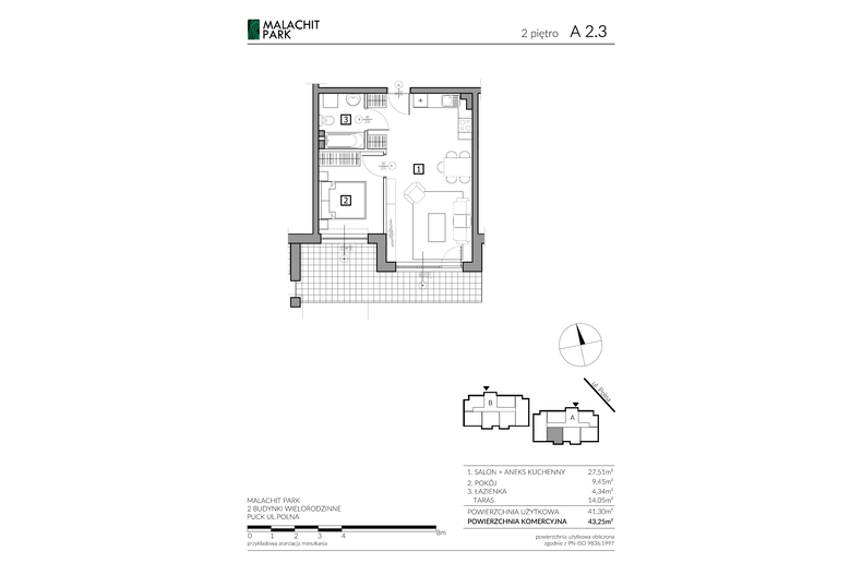 Apartament wakacyjny 43,25 m², piętro 2, oferta nr A23