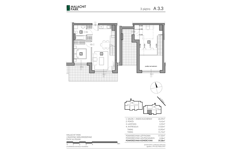 Apartament wakacyjny 59,38 m², piętro 3, oferta nr A33