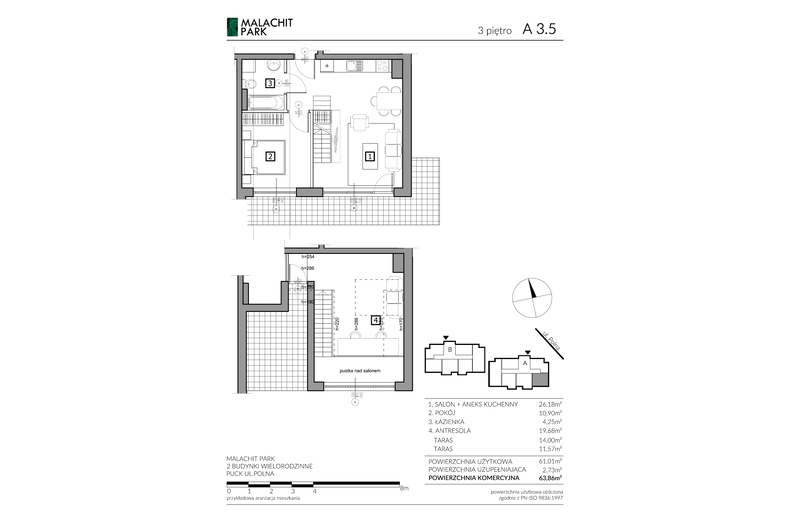 Apartament wakacyjny 63,86 m², piętro 3, oferta nr A35