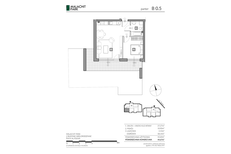 Apartament wakacyjny 44,67 m², parter, oferta nr B05