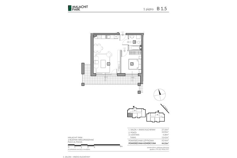 Apartament wakacyjny 44,53 m², piętro 1, oferta nr B15