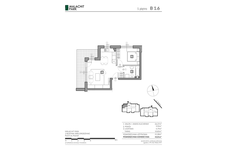 Apartament wakacyjny 43,01 m², piętro 1, oferta nr B16