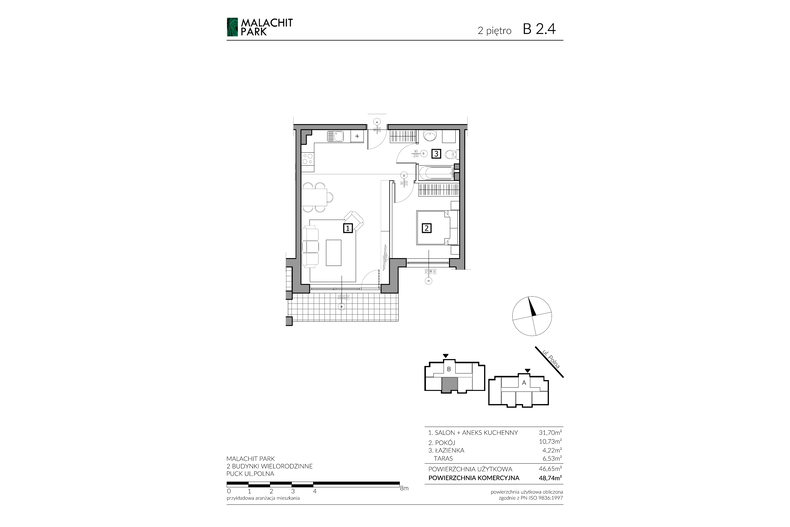 Apartament wakacyjny 48,74 m², piętro 2, oferta nr B24