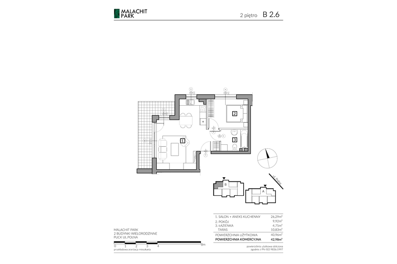 Apartament wakacyjny 42,98 m², piętro 2, oferta nr B26
