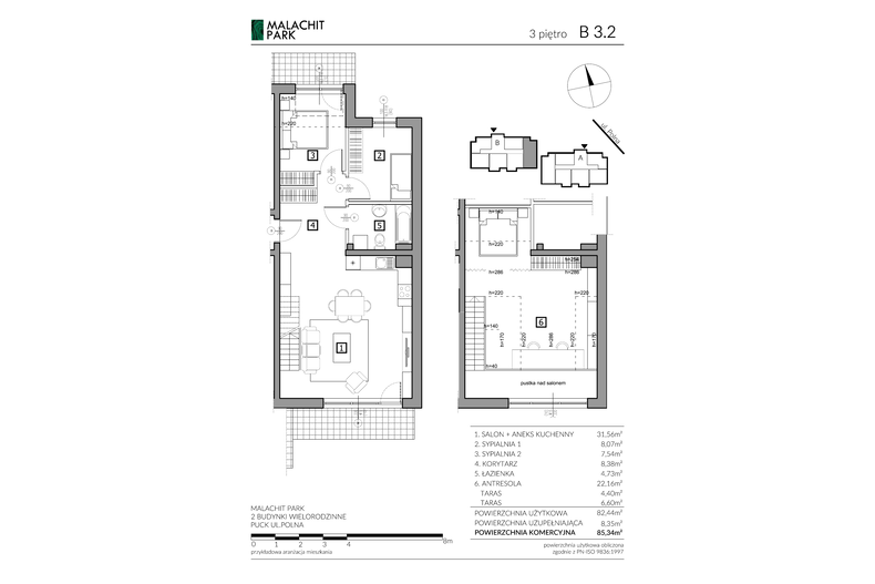 Apartament wakacyjny 85,34 m², piętro 3, oferta nr B32