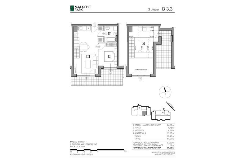 Apartament wakacyjny 59,38 m², piętro 3, oferta nr B33