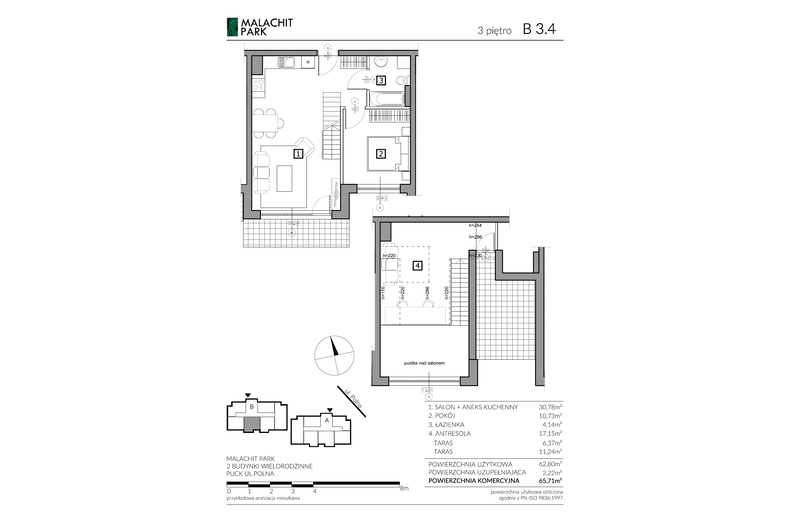 Apartament wakacyjny 65,71 m², piętro 3, oferta nr B34