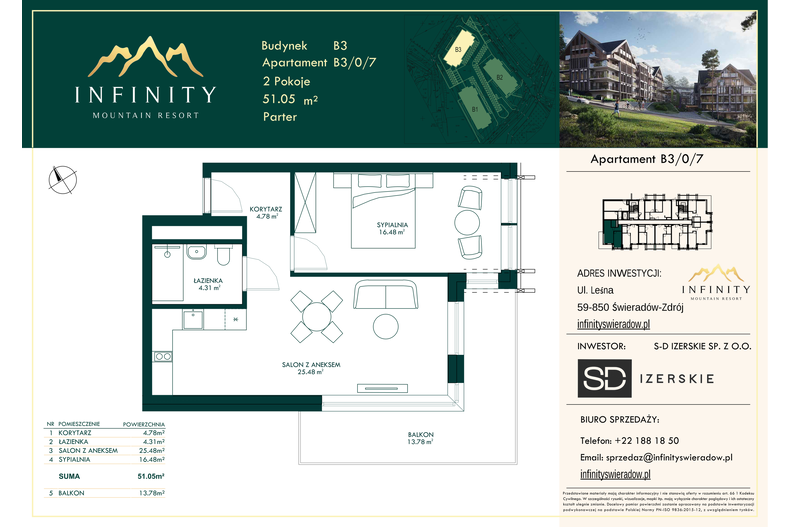 Apartament wakacyjny 51,05 m², parter, oferta nr B3/0/7