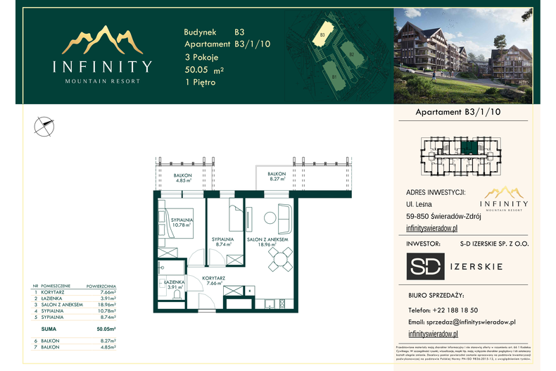 Apartament wakacyjny 50,05 m², piętro 1, oferta nr B3/1/10
