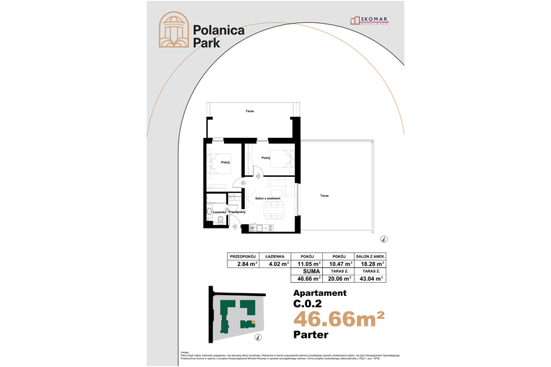 Apartament wakacyjny 46,66 m², parter, oferta nr 0.2