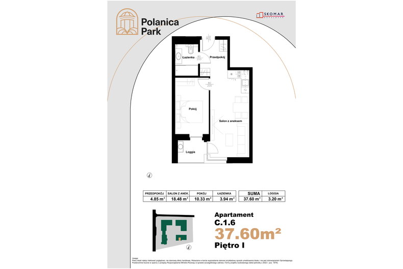 Apartament wakacyjny 37,60 m², piętro 1, oferta nr 1.6