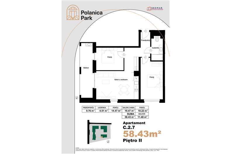 Apartament wakacyjny 58,43 m², piętro 2, oferta nr 2.7