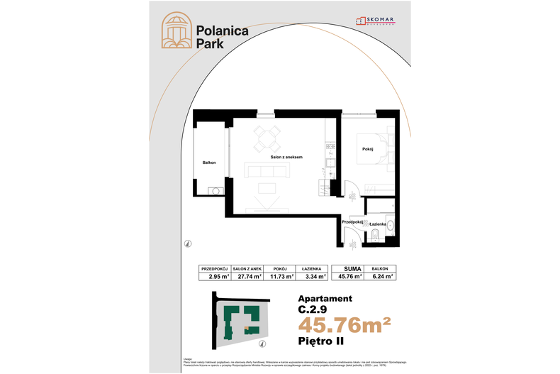 Apartament wakacyjny 45,76 m², piętro 2, oferta nr 2.9