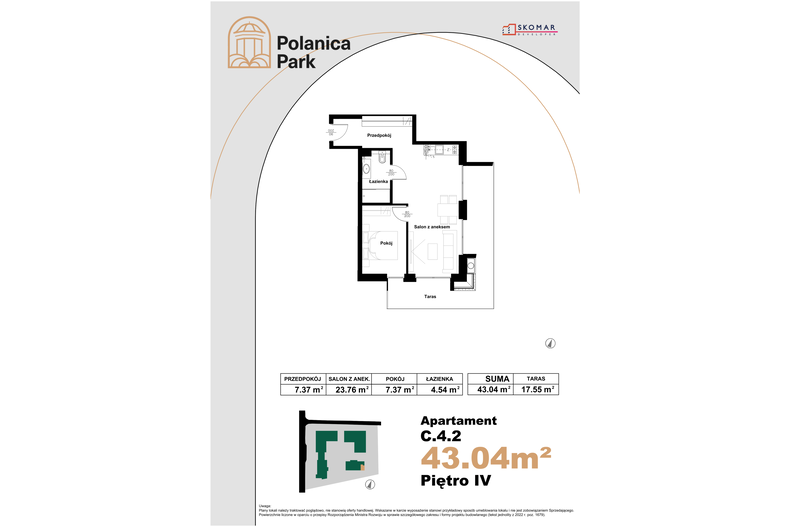 Apartament wakacyjny 43,04 m², piętro 4, oferta nr 4.2
