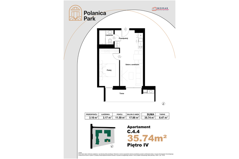 Apartament wakacyjny 35,74 m², piętro 4, oferta nr 4.4