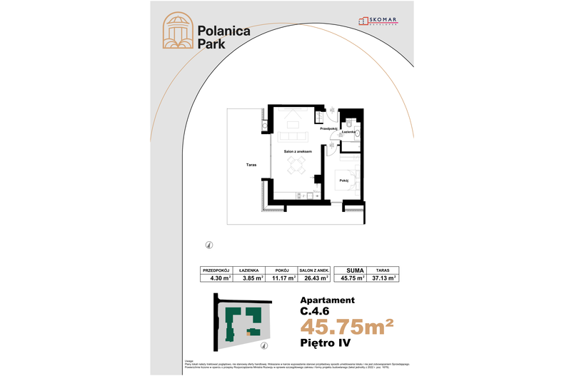 Apartament wakacyjny 45,75 m², piętro 4, oferta nr 4.6