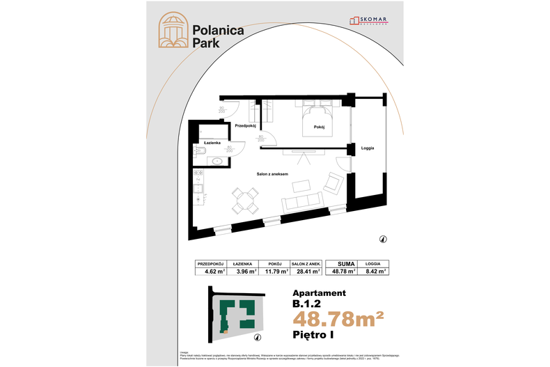 Apartament wakacyjny 48,78 m², piętro 1, oferta nr B_1_2
