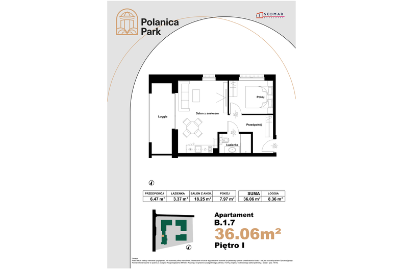 Apartament wakacyjny 36,06 m², piętro 1, oferta nr B_1_7