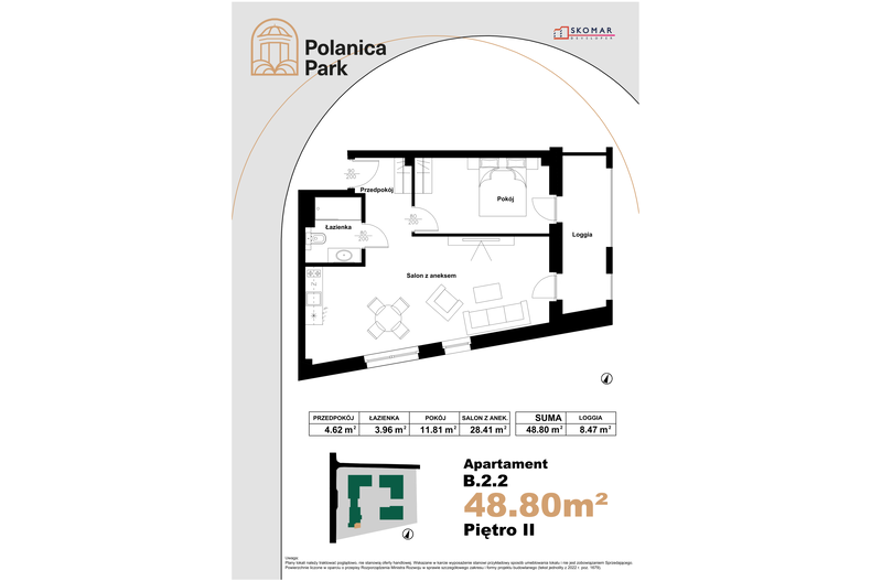 Apartament wakacyjny 48,80 m², piętro 2, oferta nr B_2_2
