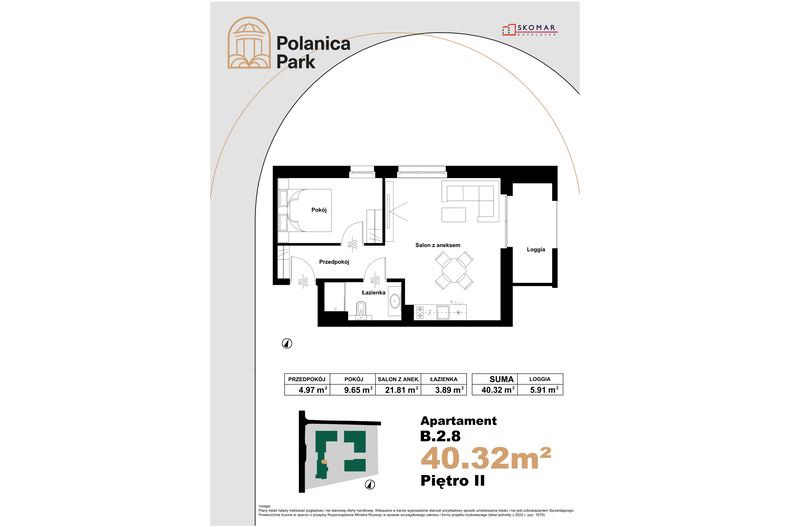 Apartament wakacyjny 40,32 m², piętro 2, oferta nr B_2_8