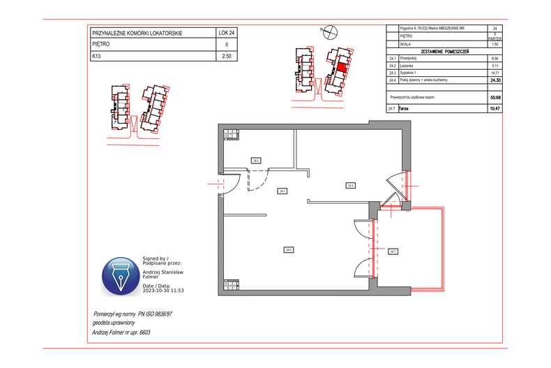 Apartament wakacyjny 50,68 m², piętro 2, oferta nr B24