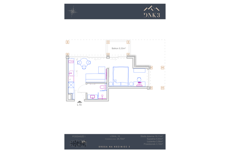 Apartament wakacyjny 26,70 m², piętro 1, oferta nr L15