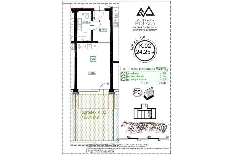 Apartament wakacyjny 24,25 m², piętro -1, oferta nr K.02