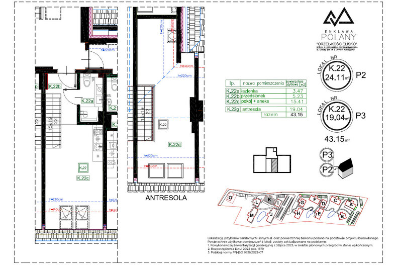 Apartament wakacyjny 43,15 m², piętro 1, oferta nr K.22