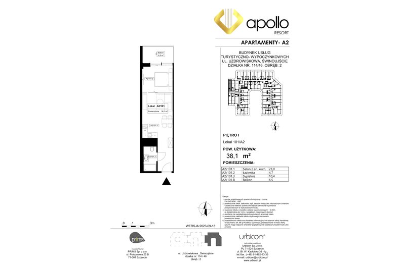 Apartament wakacyjny 38,10 m², piętro 1, oferta nr 101