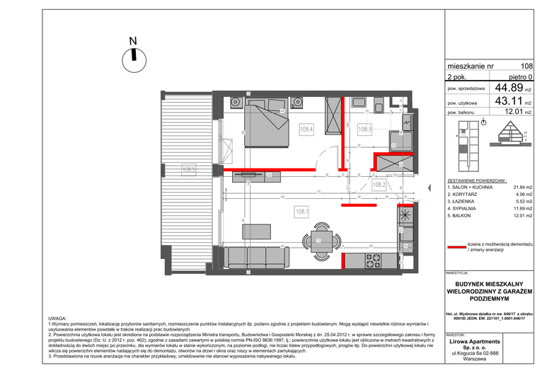 Apartament wakacyjny 44,89 m², parter, oferta nr 108