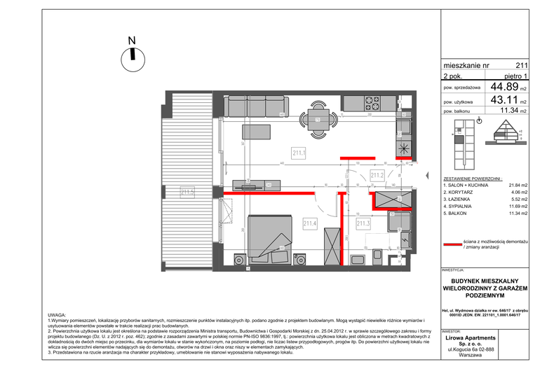Apartament wakacyjny 44,89 m², piętro 1, oferta nr 211
