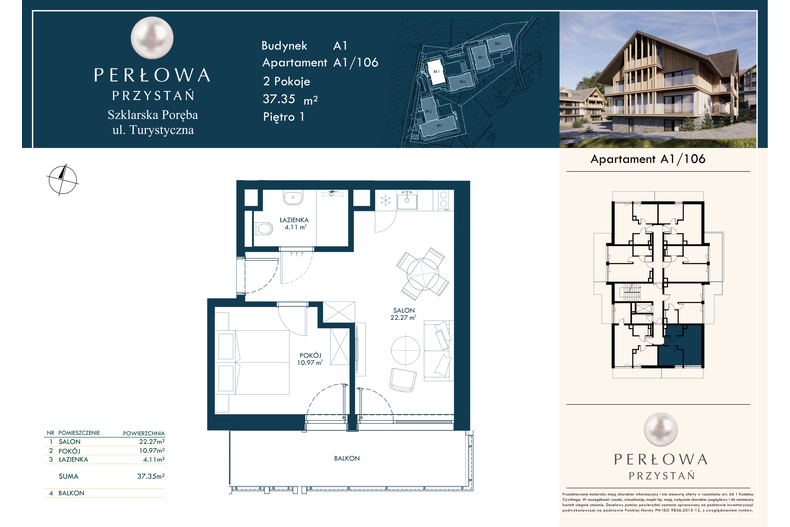 Apartament wakacyjny 37,35 m², piętro 1, oferta nr 106