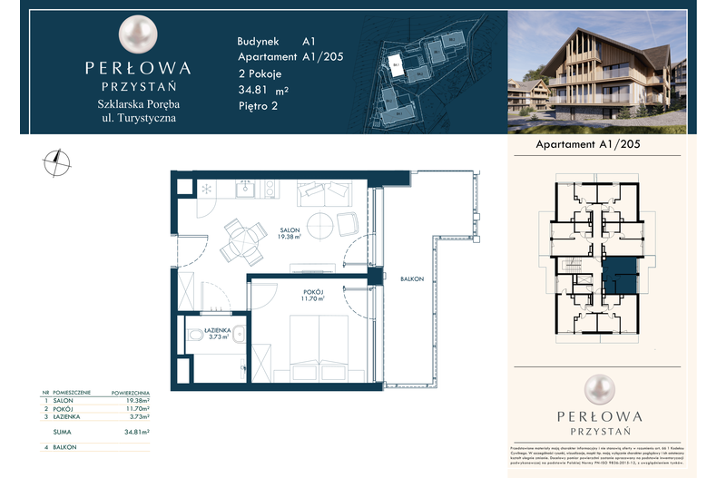 Apartament wakacyjny 34,81 m², piętro 2, oferta nr 205
