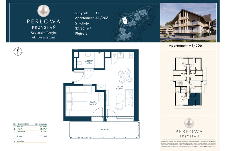 Apartament wakacyjny 37,35 m², piętro 2, oferta nr 206