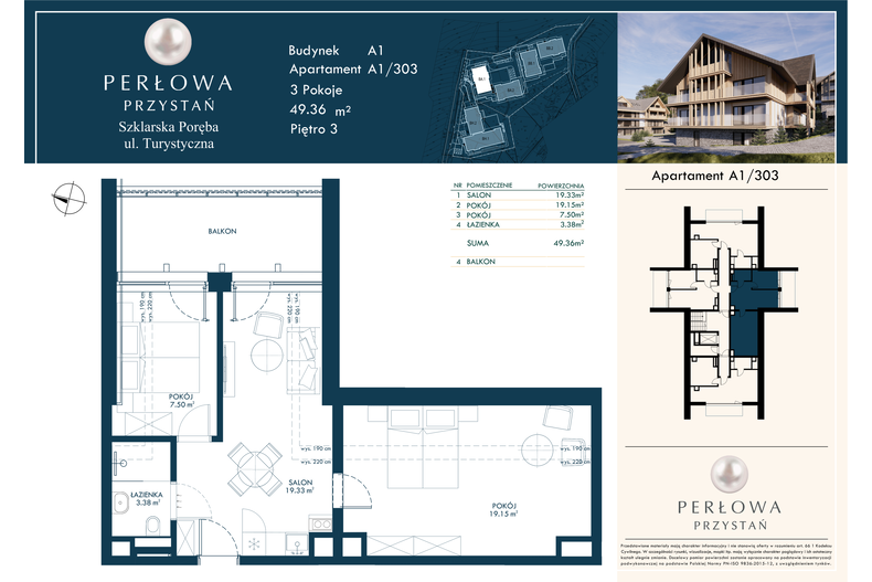 Apartament wakacyjny 49,36 m², piętro 3, oferta nr 303