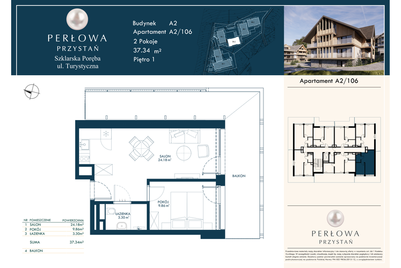 Apartament wakacyjny 37,34 m², piętro 1, oferta nr 106