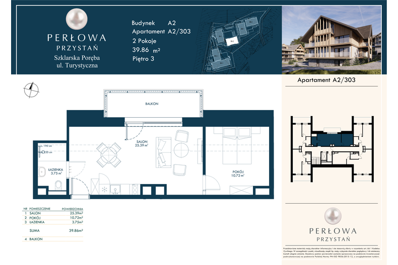 Apartament wakacyjny 39,86 m², piętro 3, oferta nr 303